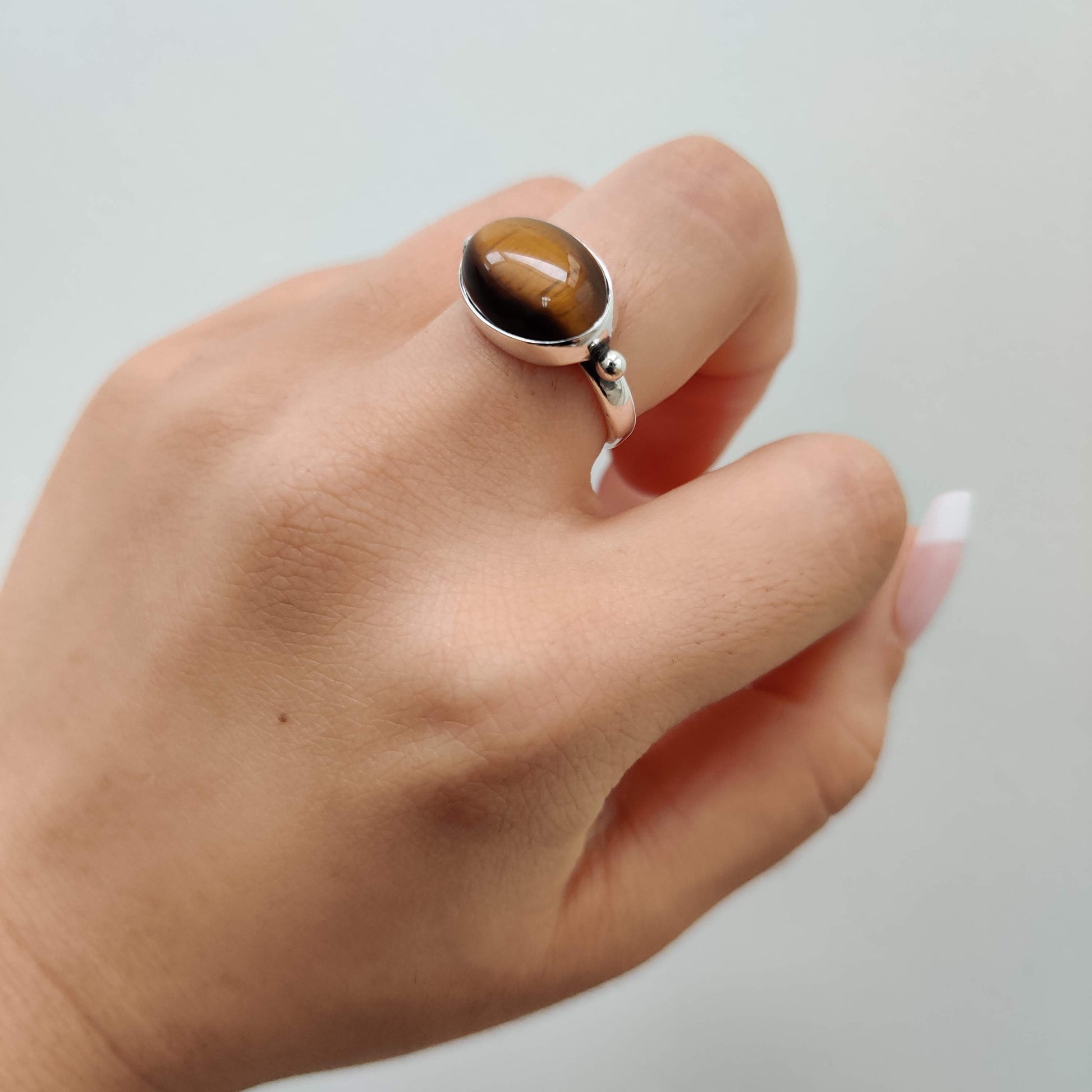 Tiger's Eye Oval 925 Sterling Silver Ring - Rivendell Shop