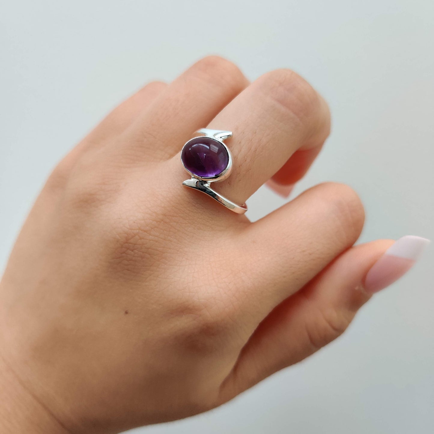 Amethyst Twist 925 Sterling Silver Ring - Rivendell Shop
