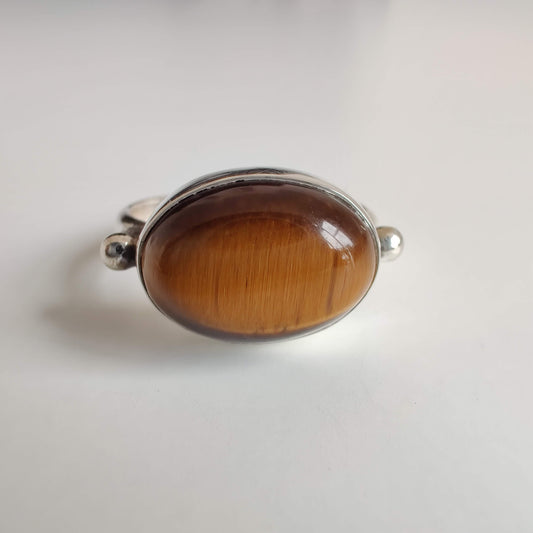 Tiger's Eye Oval 925 Sterling Silver Ring - Rivendell Shop