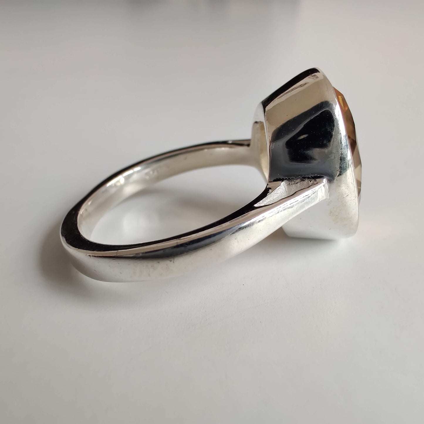 Citrine Diamond Cut Oval 925 Sterling Silver Ring - Rivendell Shop