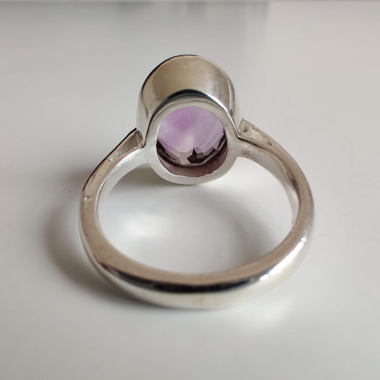 Amethyst Diamond Cut Oval 925 Sterling Silver Ring - Rivendell Shop