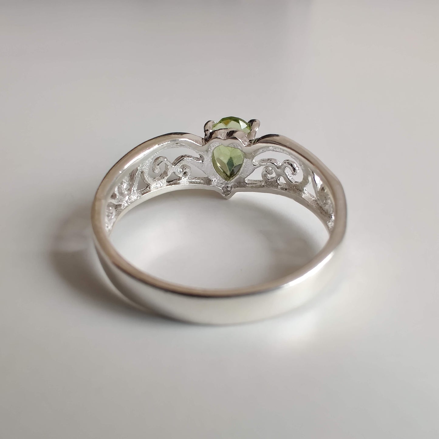 Peridot Tear Drop 925 Sterling Silver Ring with Koru Design - Rivendell Shop
