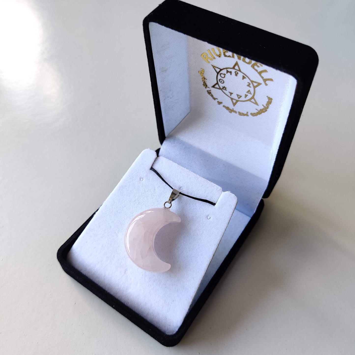 Rose Quartz Moon Pendant - Rivendell Shop
