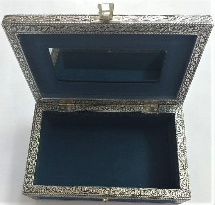 Elephant Head Blue Fabric Jewellery Box - Rivendell Shop