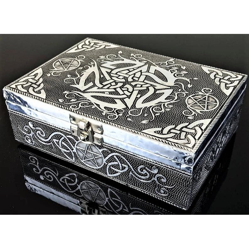 Celtic Pentagram Silver Jewellery Box - Rivendell Shop