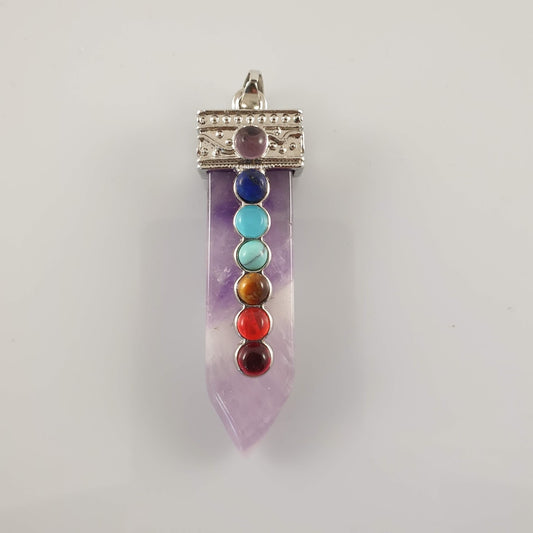 Chakra Amethyst Crystal Point Pendant - Rivendell Shop