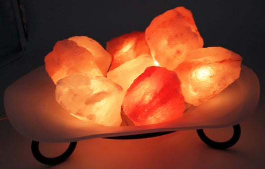 Salt Lamp Glass Bowl with Fairy Lights - Rivendell Shop