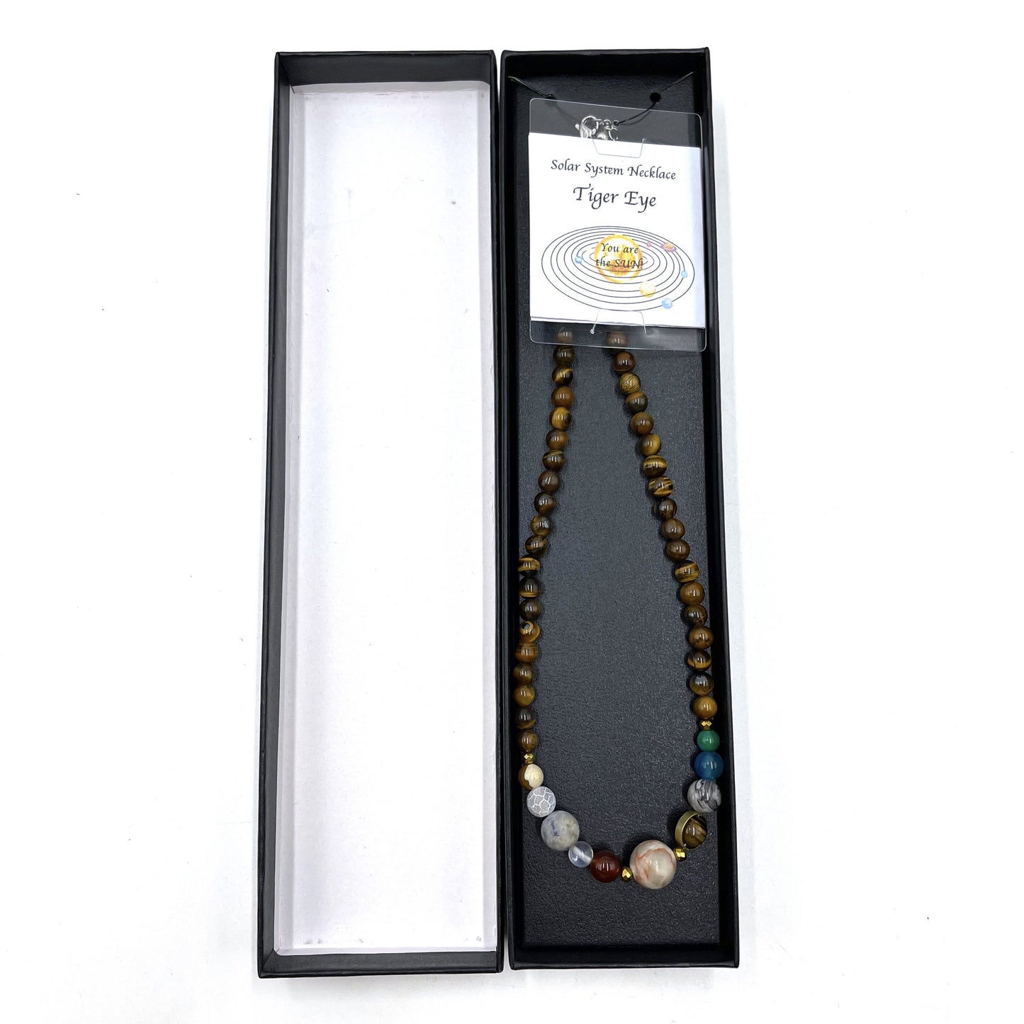 Solar system necklace - tiger eye - Rivendell Shop