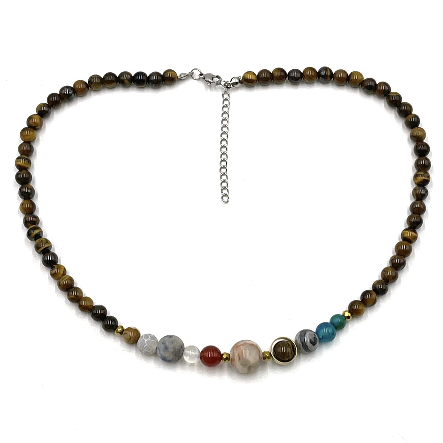 Solar system necklace - tiger eye - Rivendell Shop