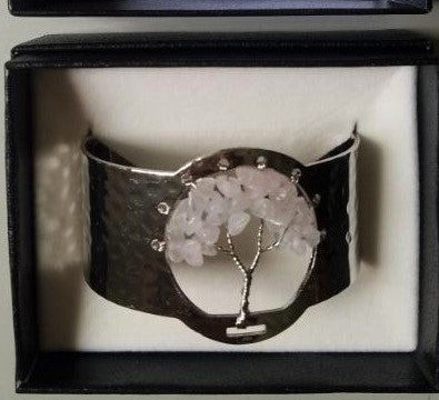 Rose Quartz Tree of Life Silver Plated Bracelet - Rivendell Shop