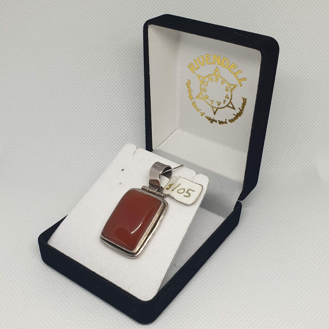 Rectangle 28mm Carnelian 925 Sterling Silver Pendant (Vertical) - Rivendell Shop