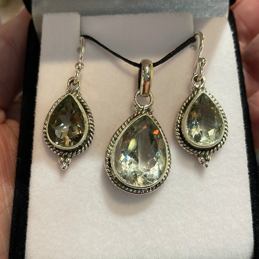 Sterling silver clear quartz set - Rivendell Shop