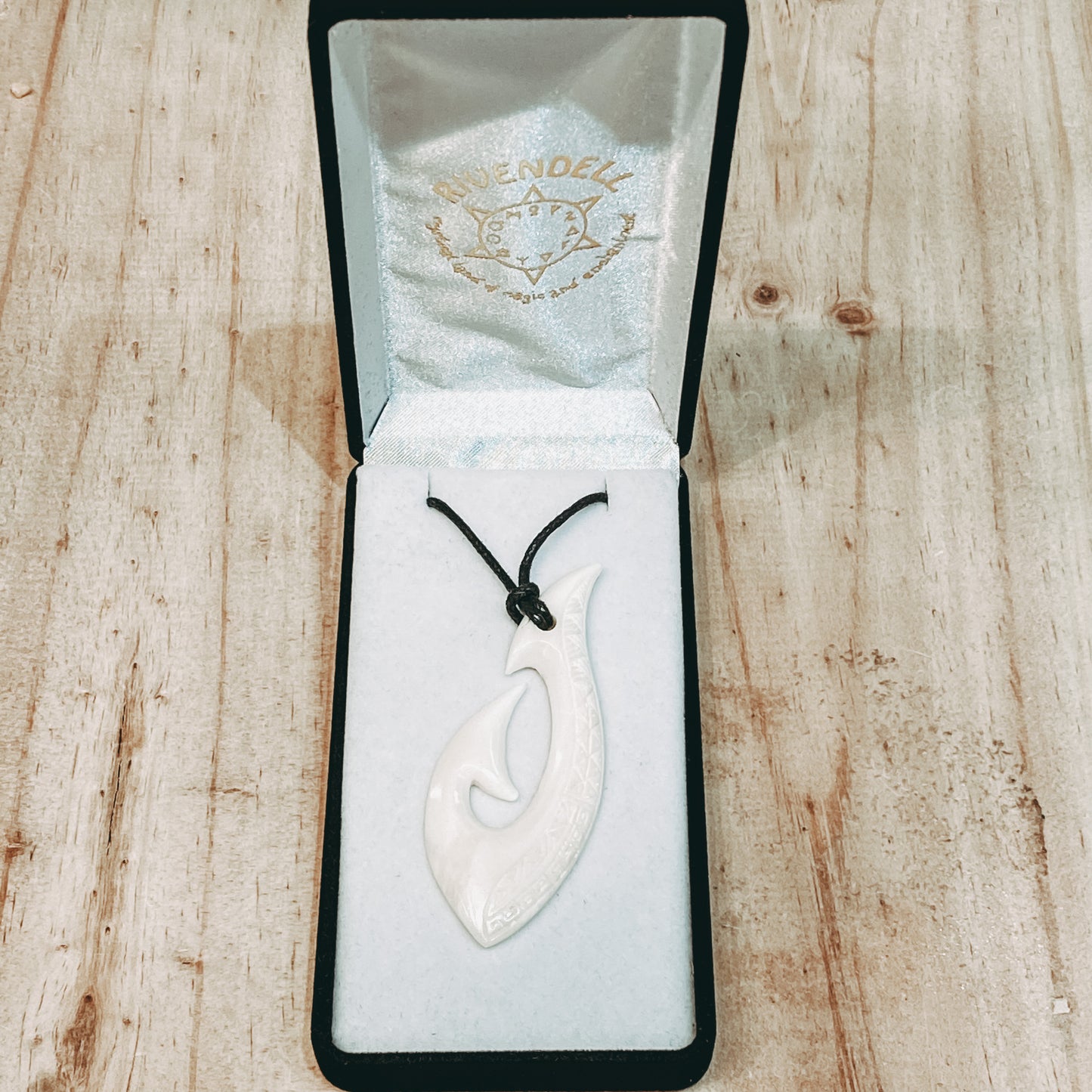 Handcarved Bone Fish Hook Pendant - Hei Matau - Rivendell Shop