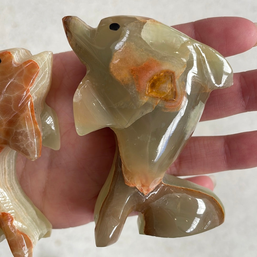 Banded calcite dolphins - Rivendell Shop