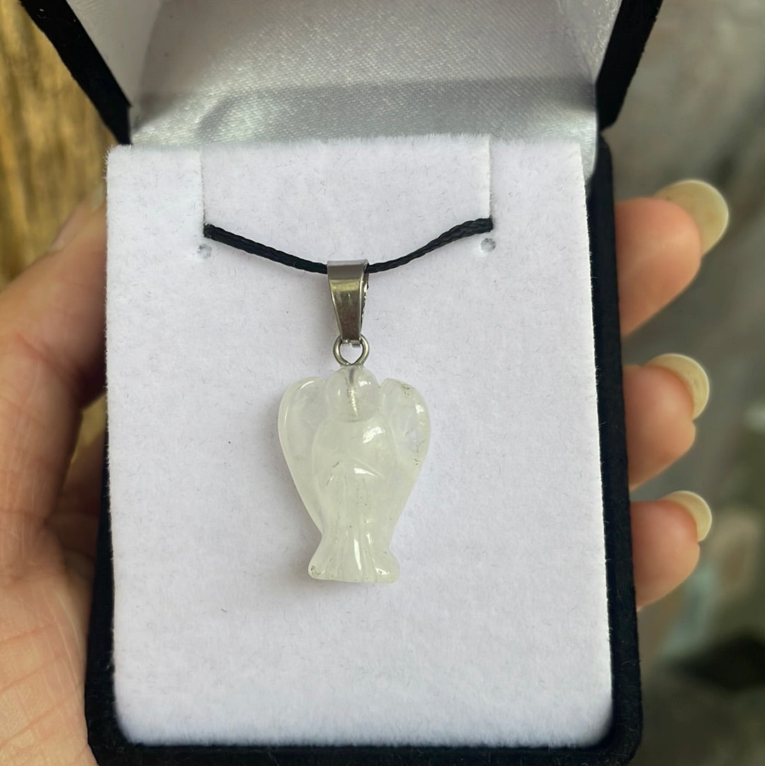 Rose quartz angel on sale pendant