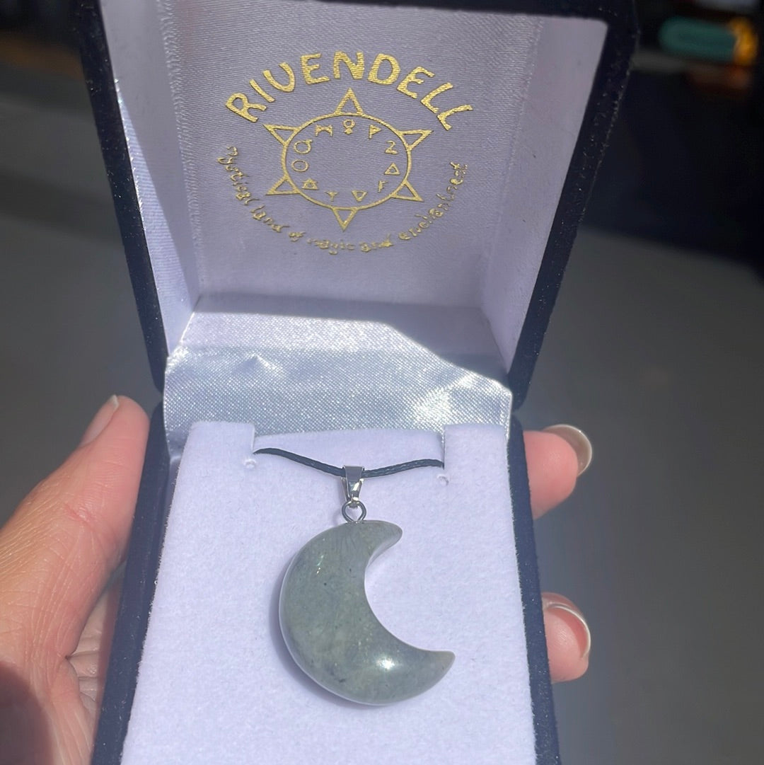 Labradorite Moon Pendant - Rivendell Shop