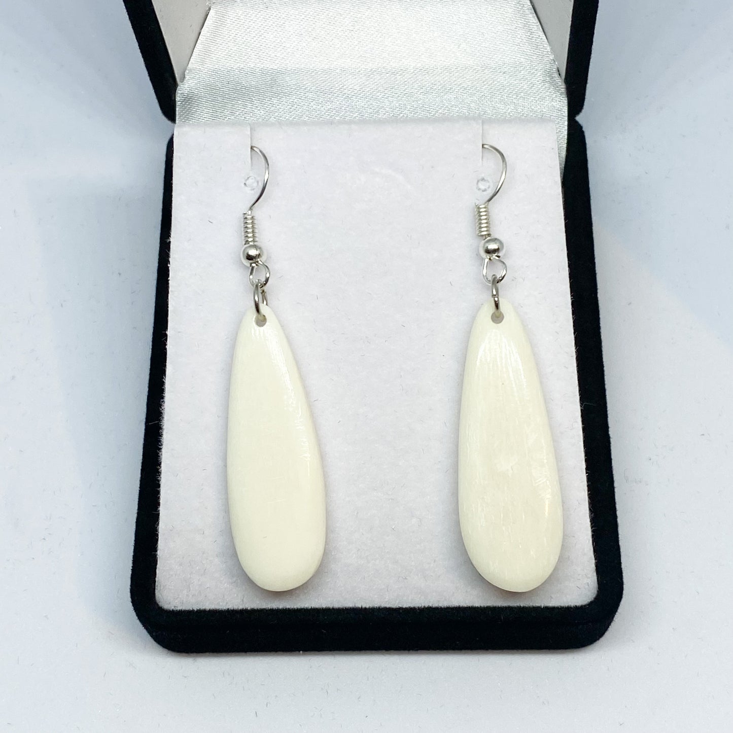 Handcarved Bone Earrings - Teardrop - Rivendell Shop