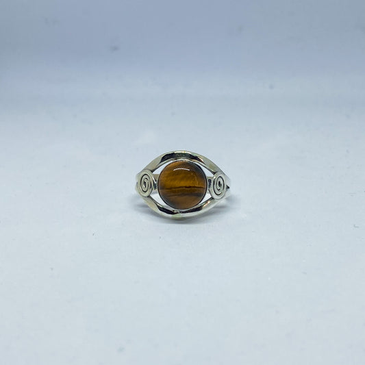 Tiger's Eye 925 Sterling Silver Ring w Spiral - Rivendell Shop
