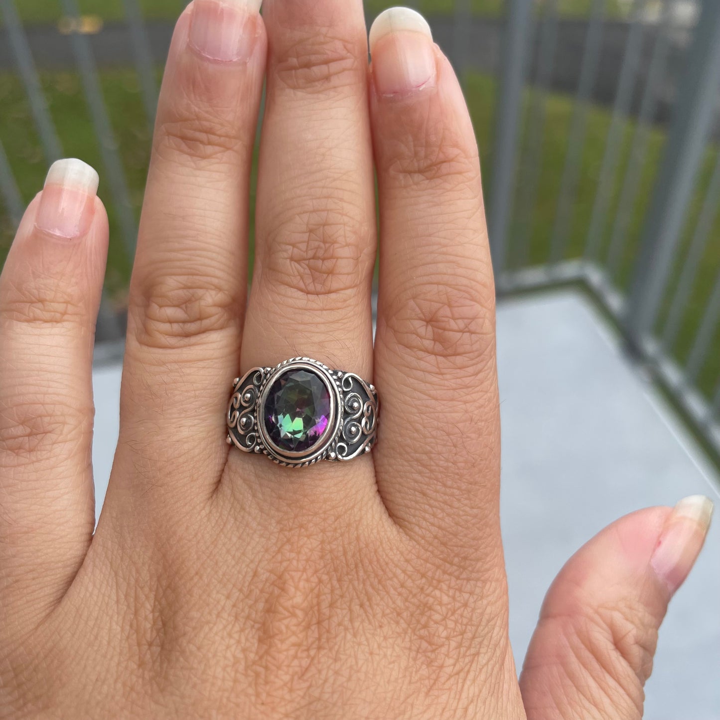 Mystic Topaz Sterling Silver ring - Rivendell Shop
