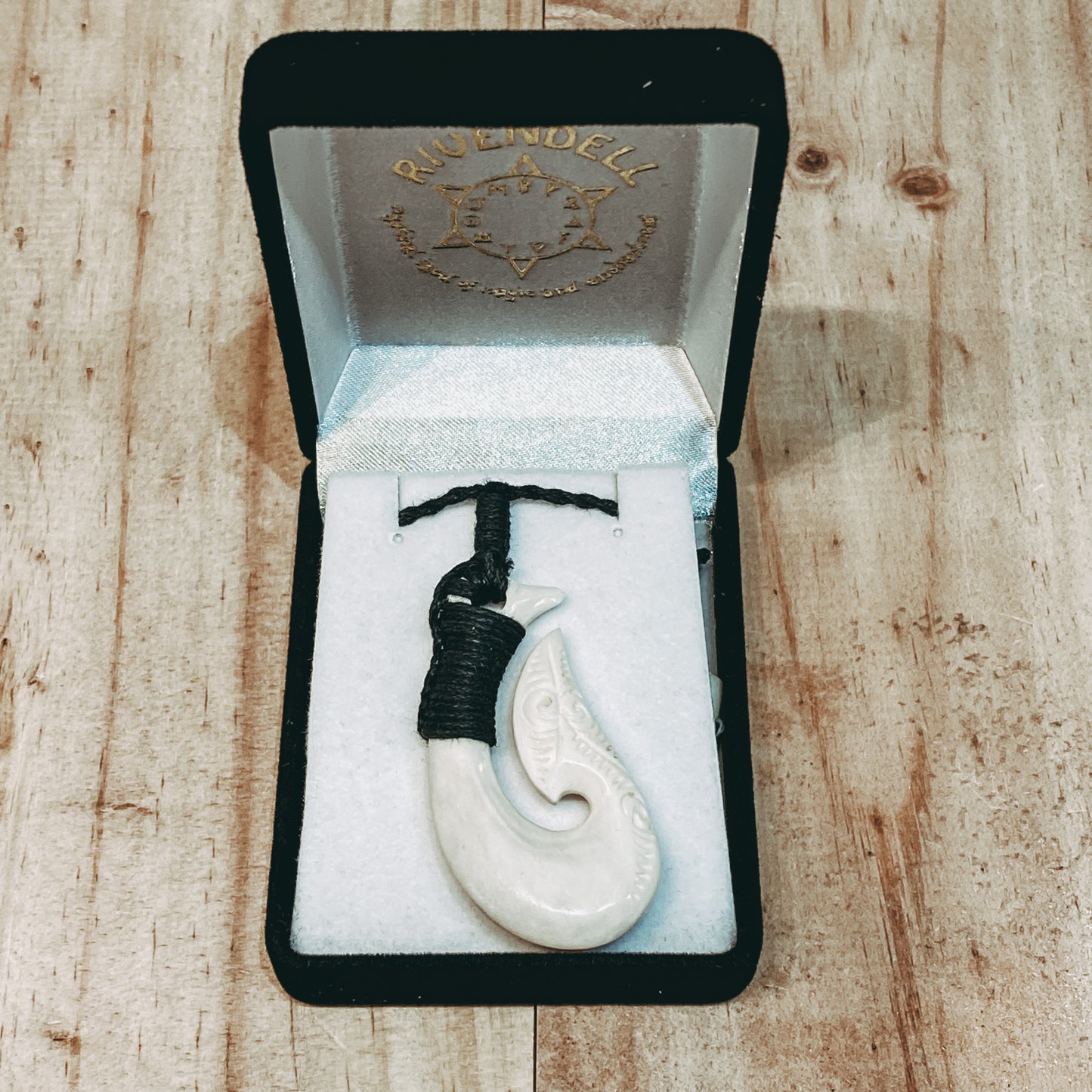 Handcarved Bone Fish Hook Pendant - Hei Matau - Rivendell Shop