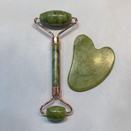 Green Jade Crystal Face Roller & Gua Sha Set - Rivendell Shop