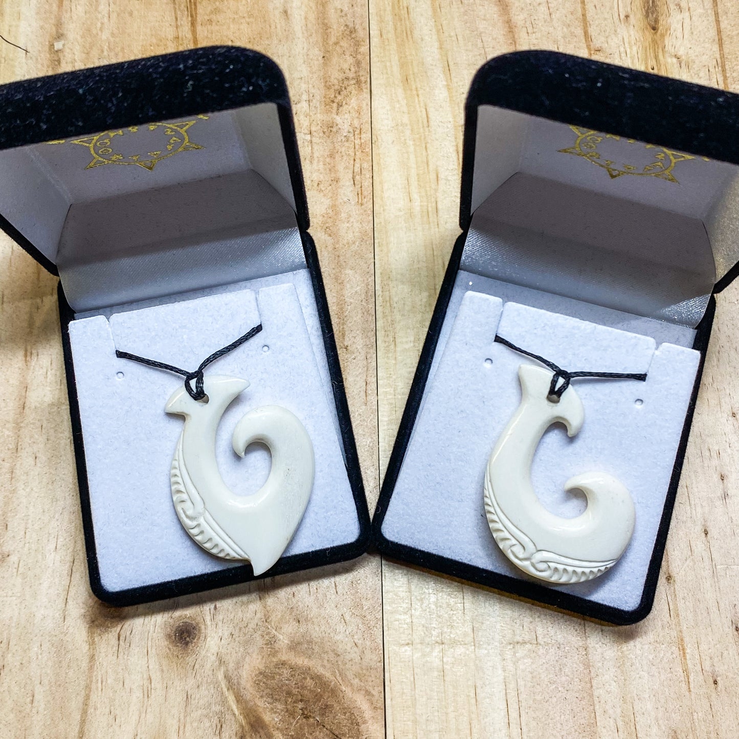 Handcarved Bone Fish Hook Pendant - Hei Matau - Rivendell Shop
