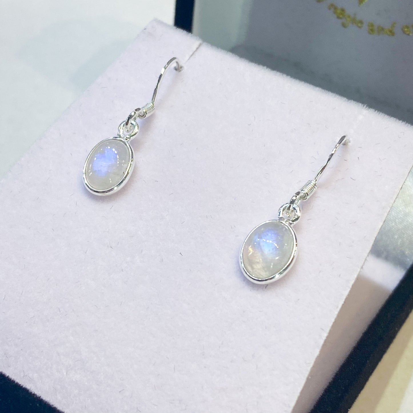 Moonstone 925 Sterling Silver Oval Drop Earrings - Small - Rivendell Shop