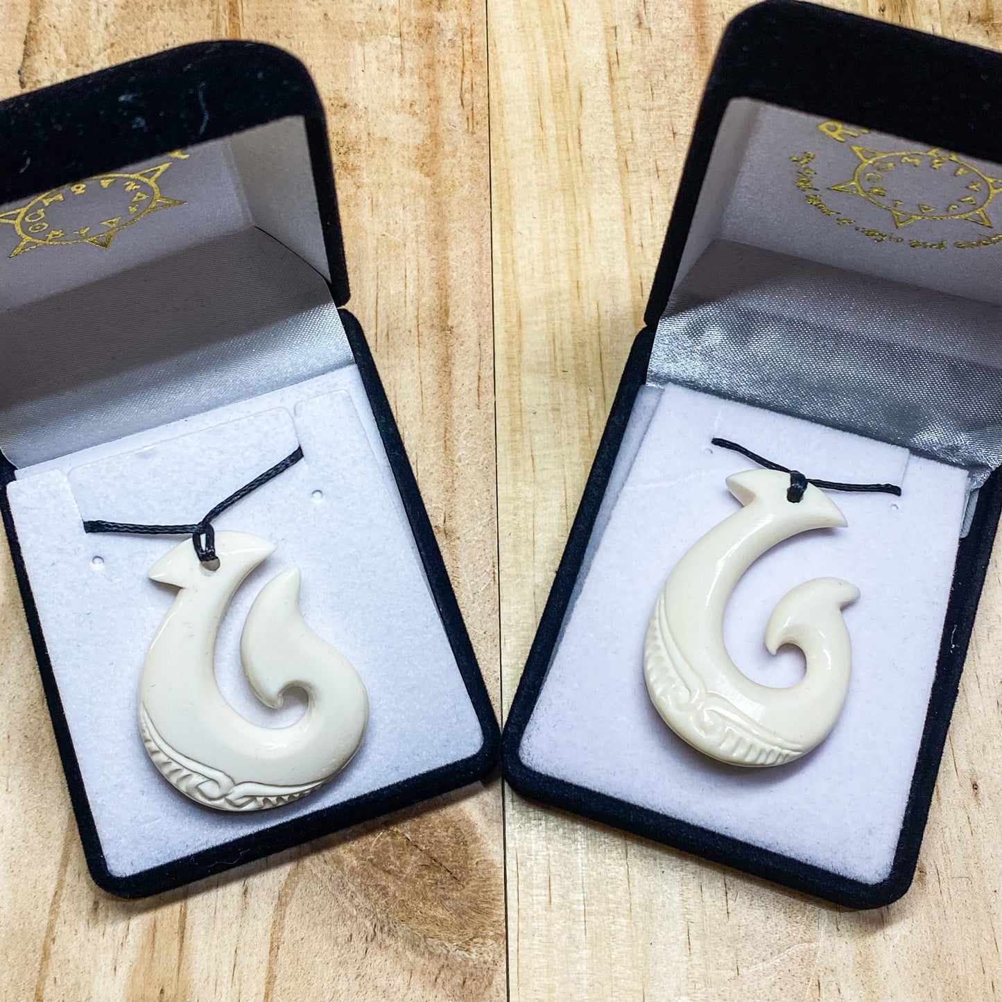 Handcarved Bone Fish Hook Pendant - Hei Matau - Rivendell Shop
