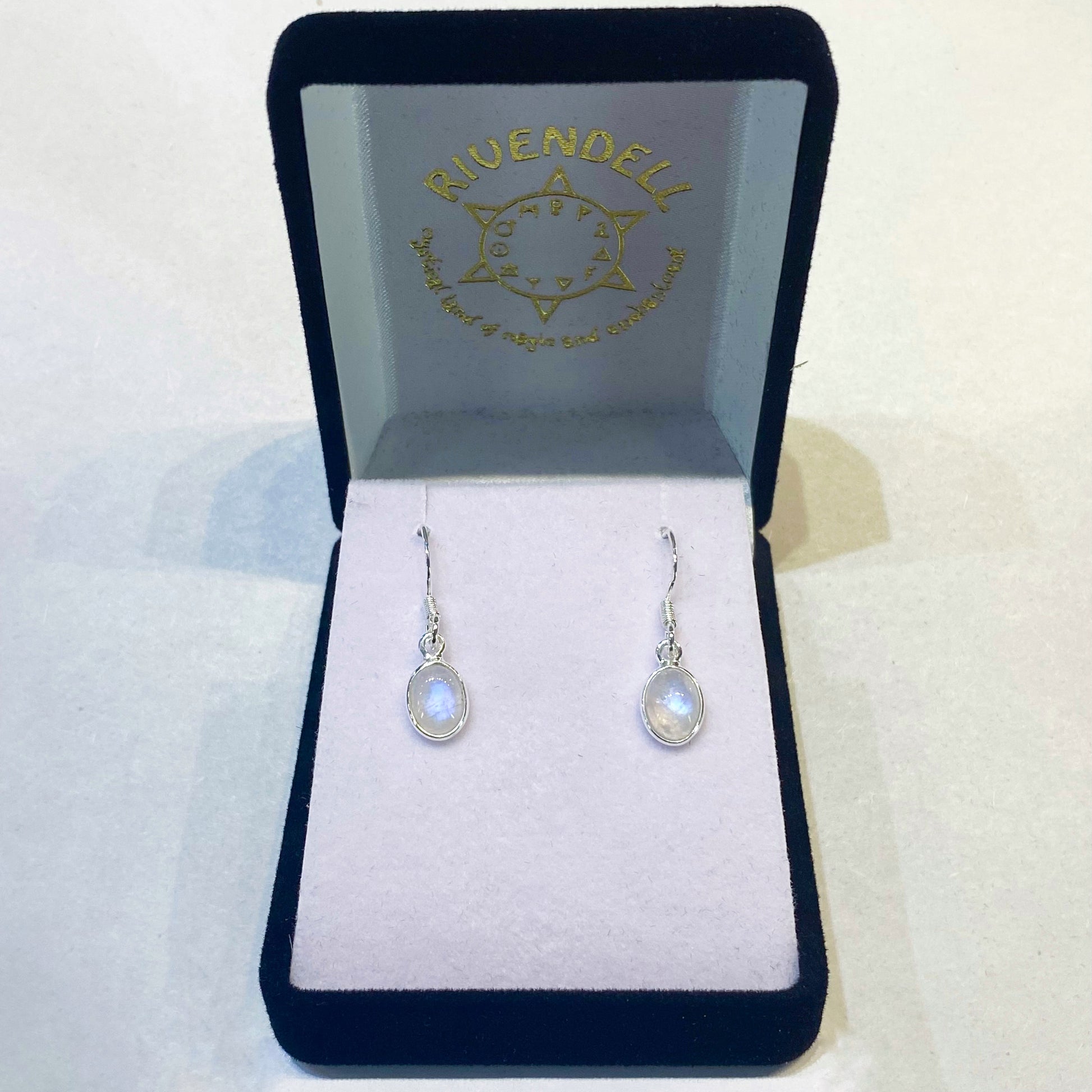 Moonstone 925 Sterling Silver Oval Drop Earrings - Small - Rivendell Shop