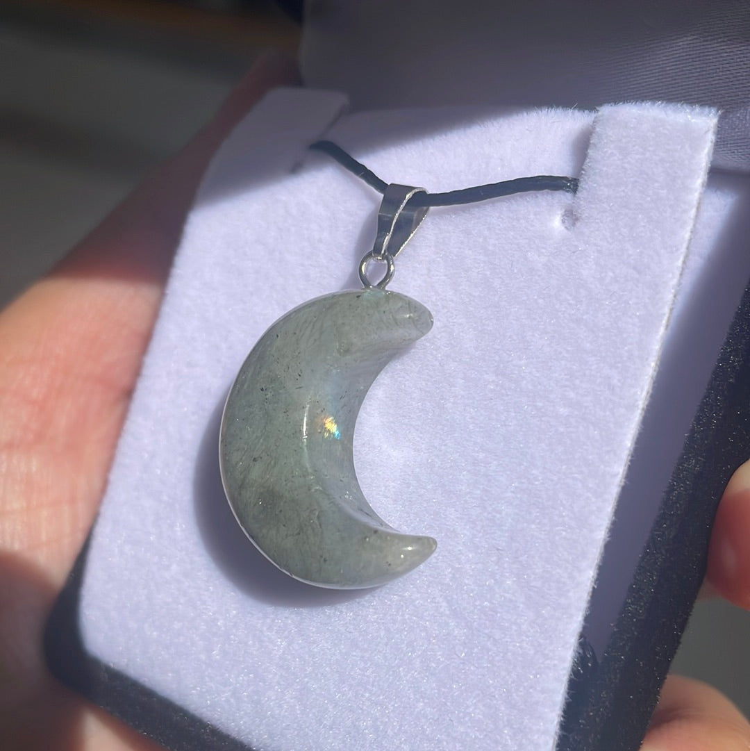 Labradorite Moon Pendant - Rivendell Shop