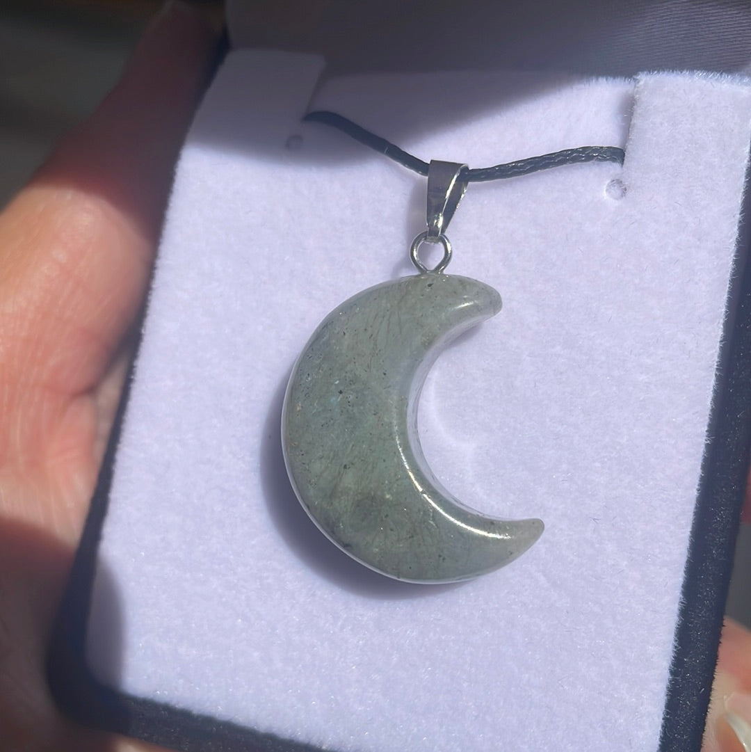 Labradorite Moon Pendant - Rivendell Shop
