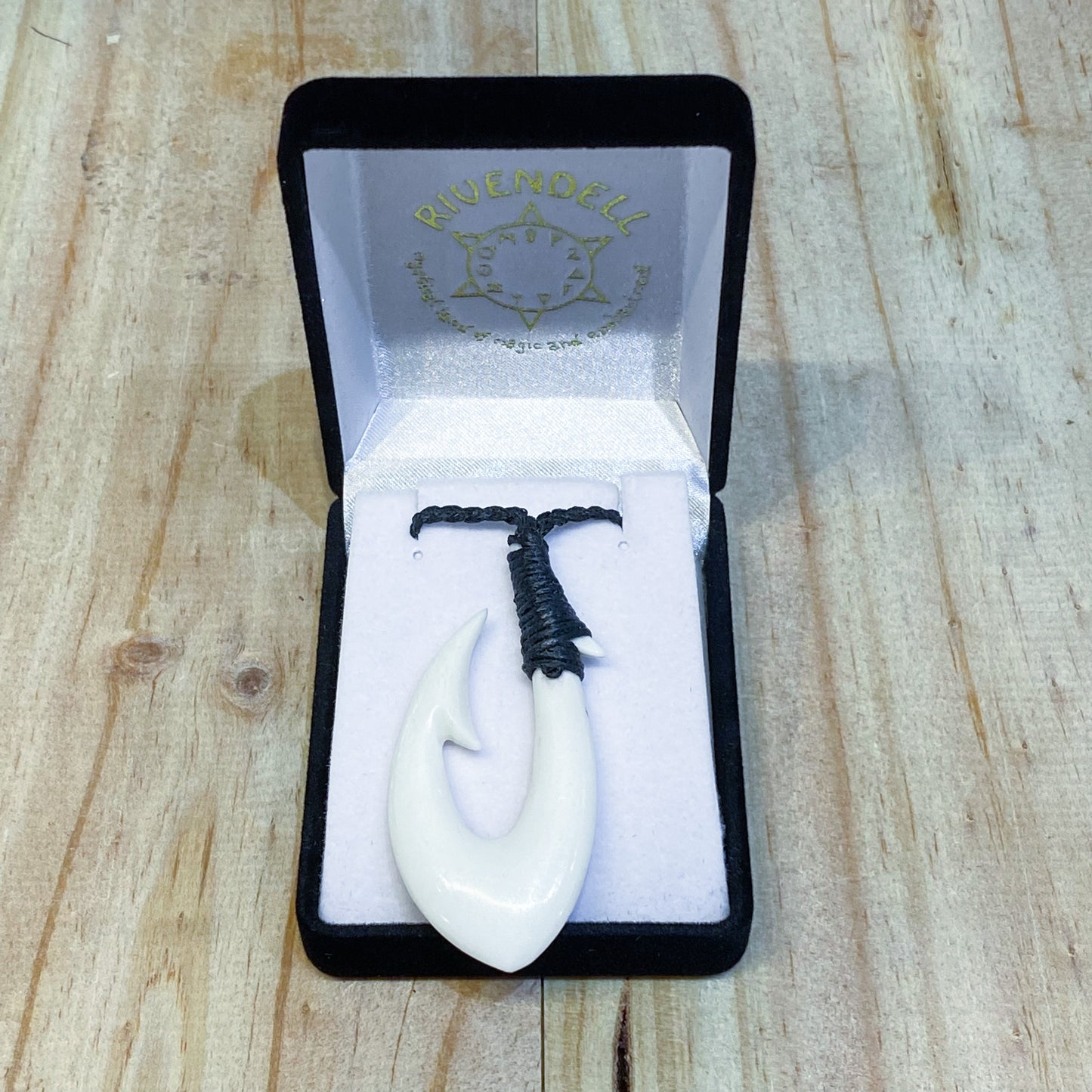 Handcarved Bone Fish Hook Pendant - Hei Matau - Rivendell Shop