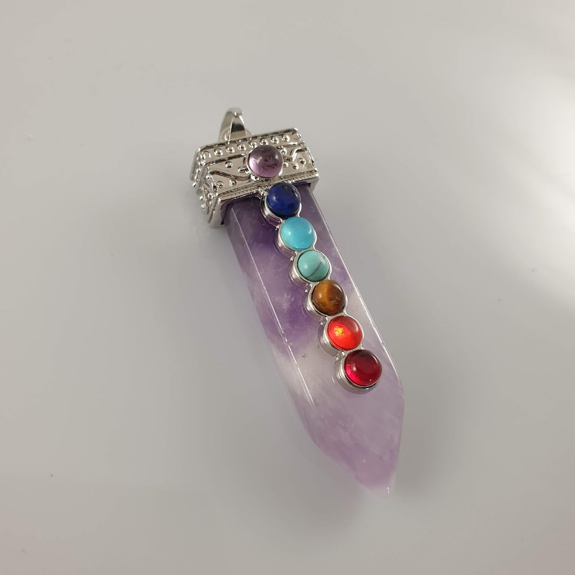 Chakra Amethyst Crystal Point Pendant - Rivendell Shop
