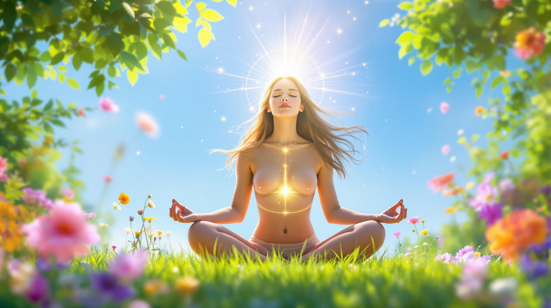 Person sitting quietly during an aura visualisation practice