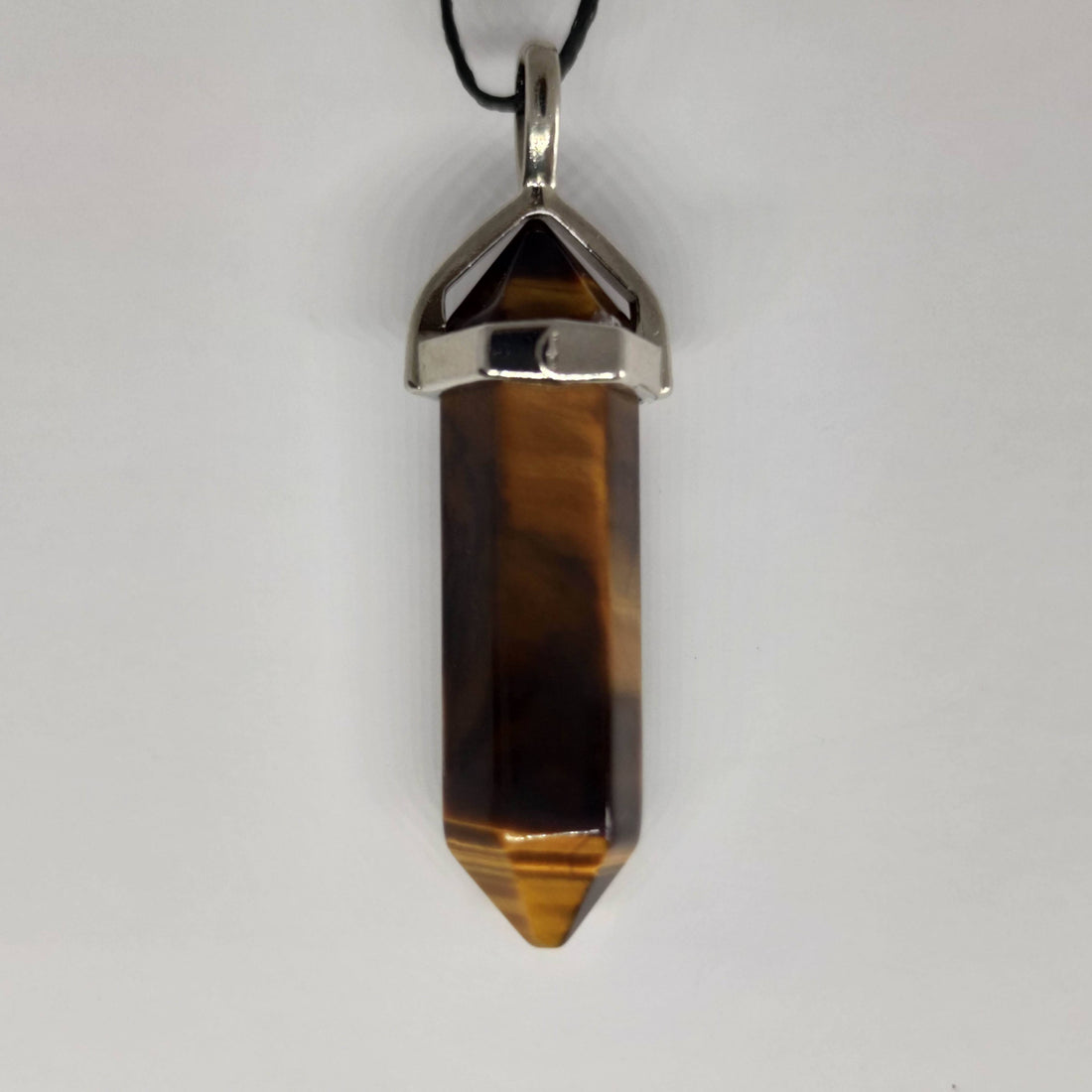 Tiger's eye crystal point pendant, the courage stone for overcoming fear