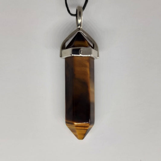 Tiger's eye crystal point pendant, the courage stone for overcoming fear