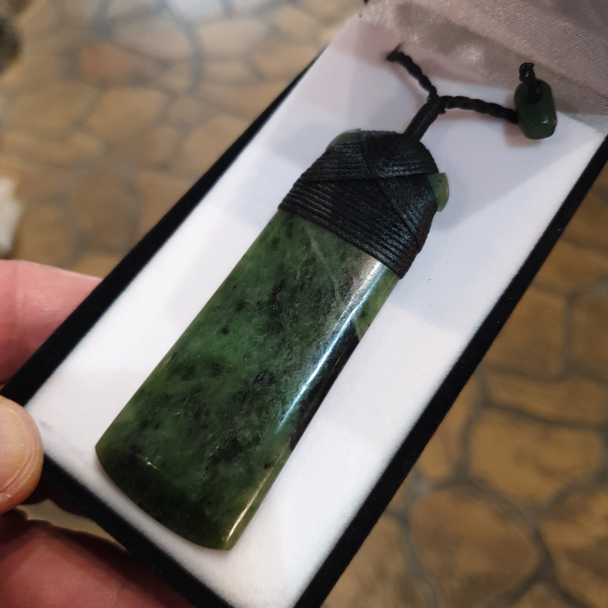 Large Greenstone Toki Pendant 75x28 mm - Rivendell Shop