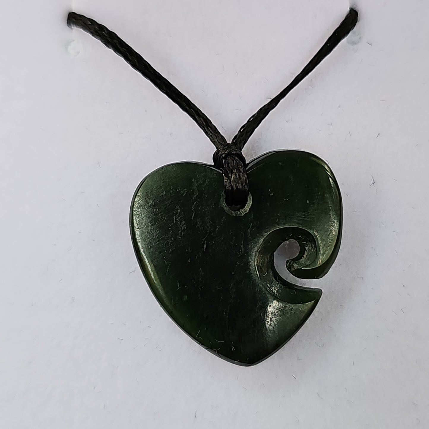 Small Greenstone heart with koru indent - Rivendell Shop