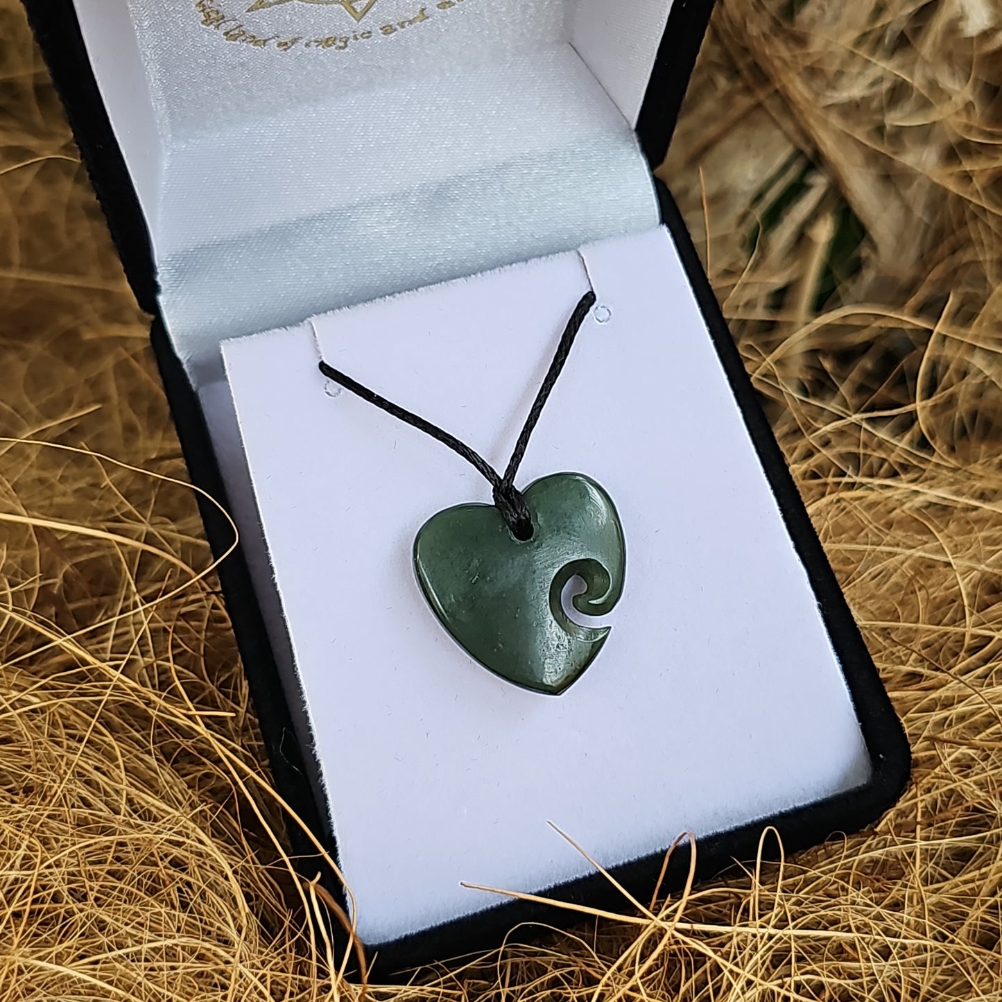 Small Greenstone heart with koru indent - Rivendell Shop