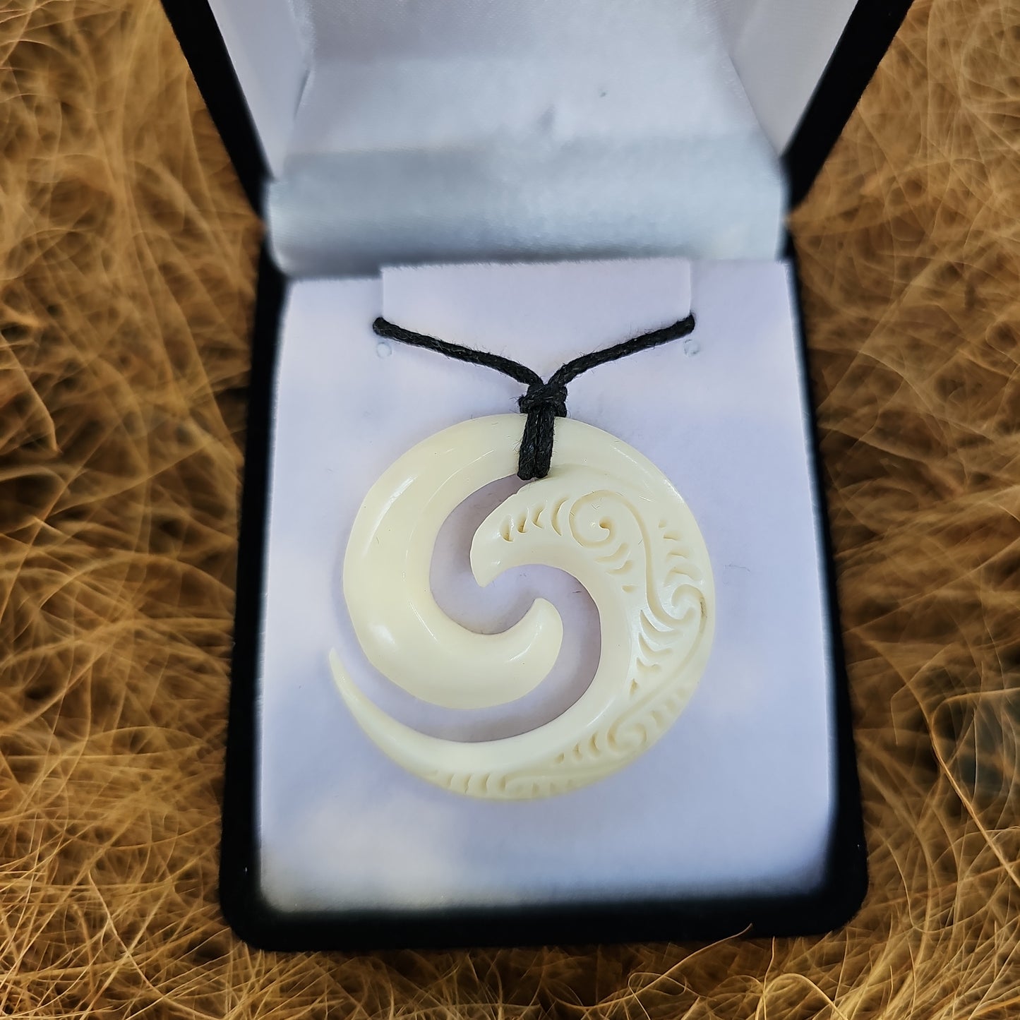 Handcarved Bone Koru Pendant - Rivendell Shop