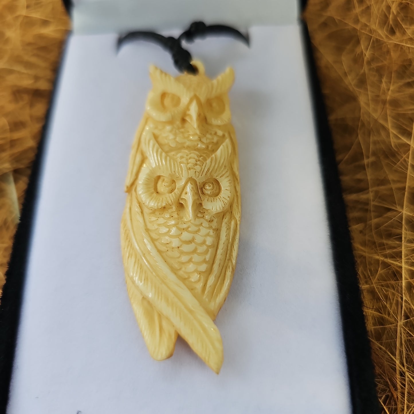 Owl Double Bone Carving - Rivendell Shop