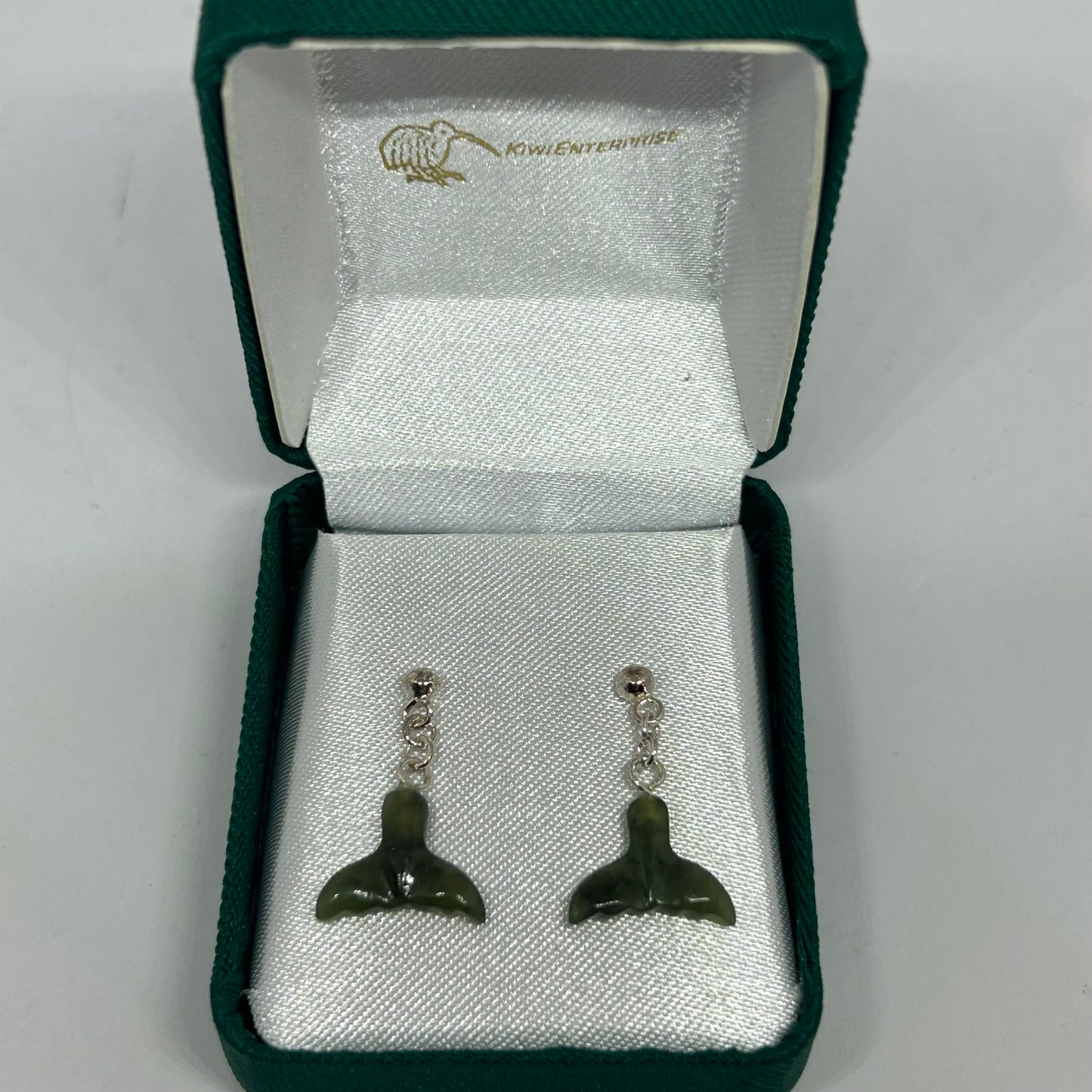Greenstone Whale Tail Earrings