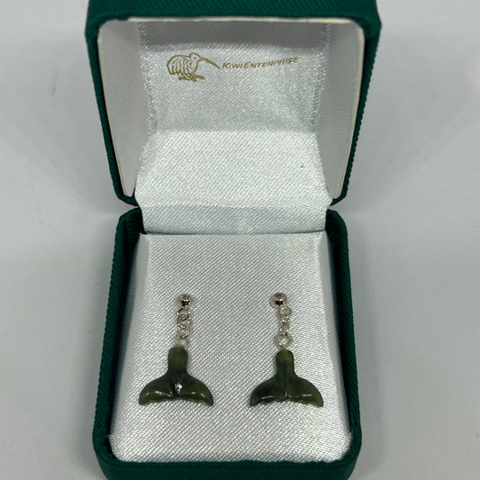 Greenstone Whale Tail Earrings