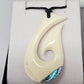 Handcarved Bone Pendant with Paua - Rivendell Shop