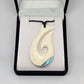Handcarved Bone Pendant with Paua - Rivendell Shop