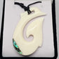 Handcarved Bone Pendant with Paua - Rivendell Shop