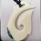 Handcarved Bone Pendant with Paua - Rivendell Shop