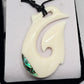 Handcarved Bone Pendant with Paua - Rivendell Shop