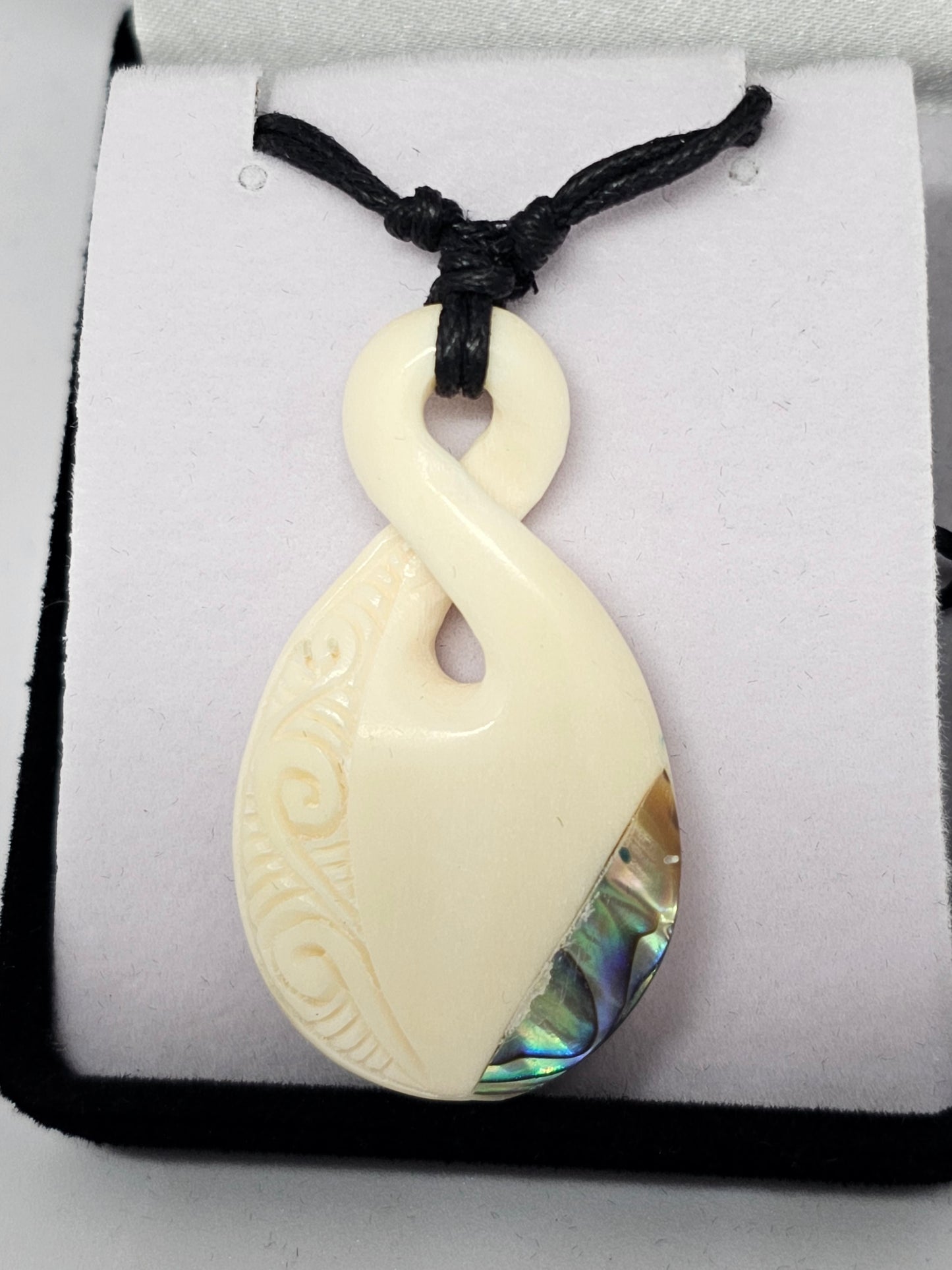 Handcarved Bone Pendant with Paua - Rivendell Shop