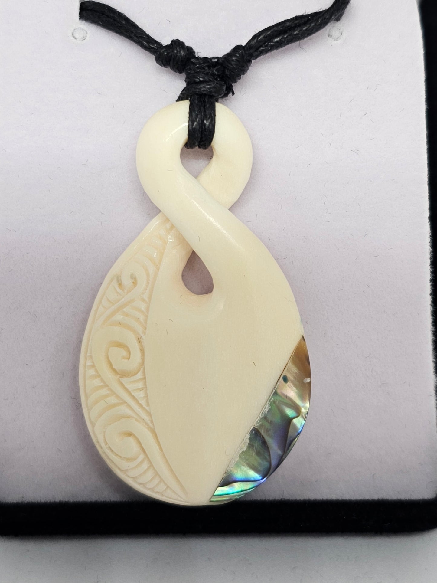 Handcarved Bone Pendant with Paua - Rivendell Shop